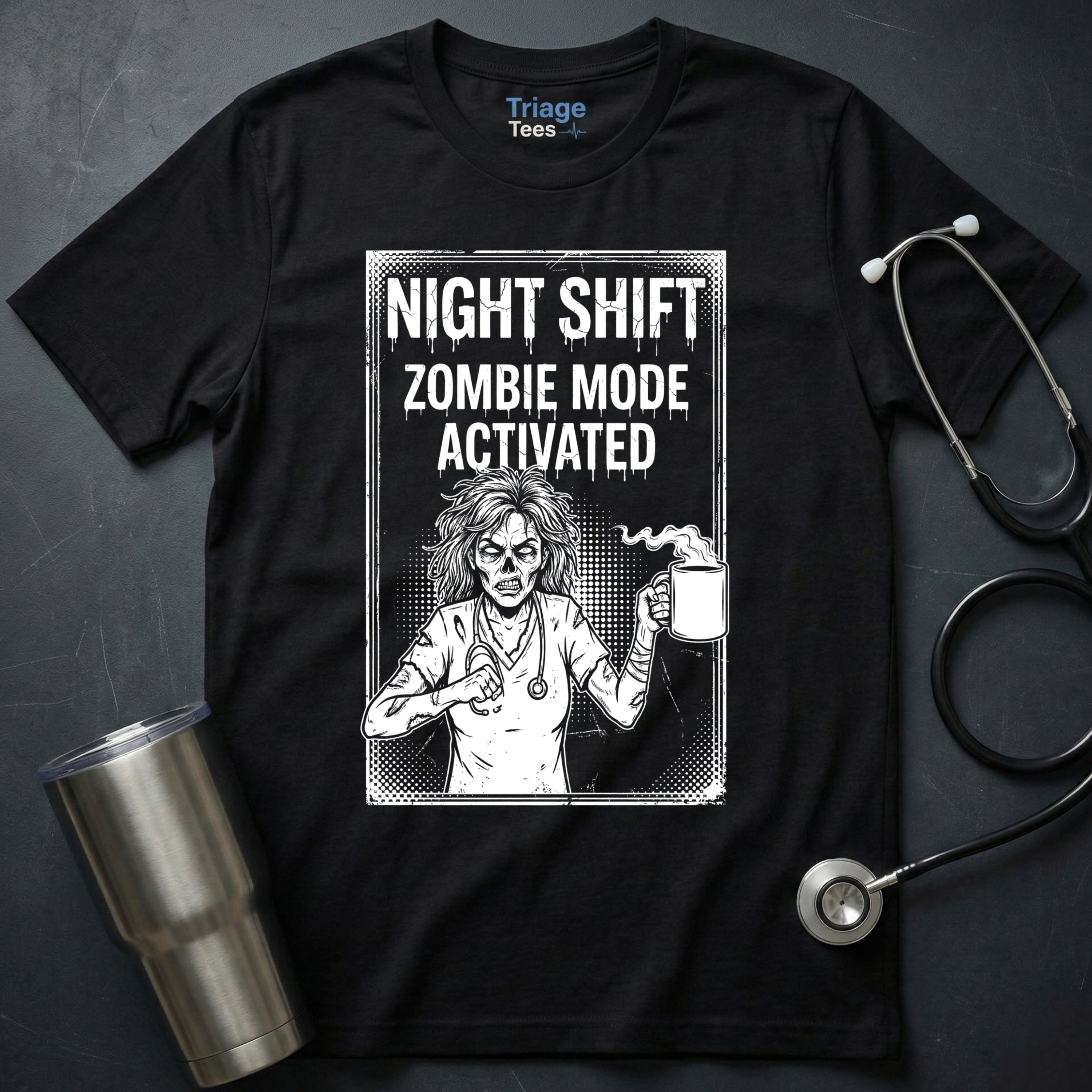 "Zombie Mode" Distressed Vintage Medical Graphic Tee