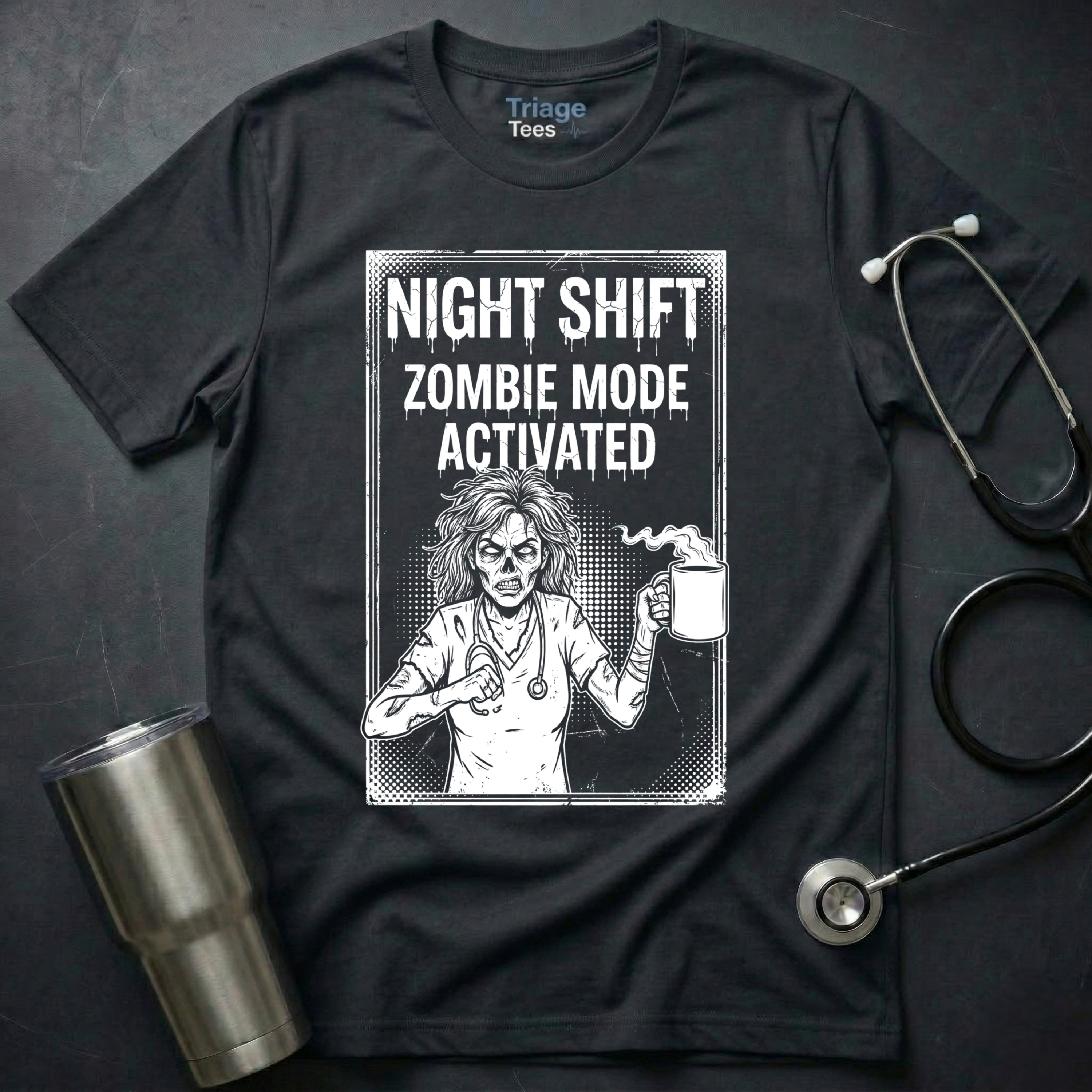 "Zombie Mode" Distressed Vintage Medical Graphic Tee